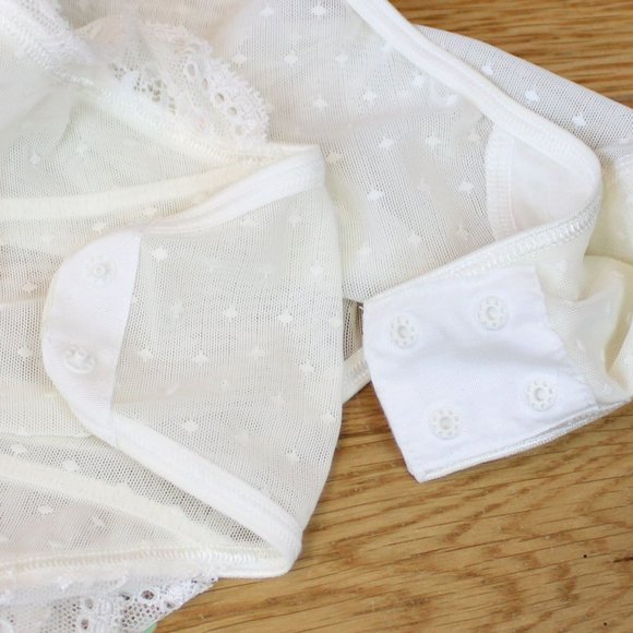 Marks & Spencer White Bodysuit 34C Sequins Polka Dots and Lace Teddy Bridal T61 - Picture 10 of 10